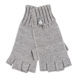 HEAT HOLDERS Ladies Solid Knitted Fingerless Gloves Ideal for Smartphone | Keeps Hands Warm in Winter (One Size, Grey)