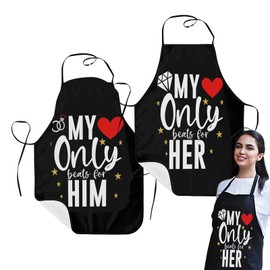 EUBEISAQI Couple Aprons for Valentine's Day | Adjustable Kitchen Couples Apron | Waterproof Chef Bib Cooking Kitchen Aprons for Family, Friends, Couples