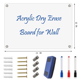 CREHNIL Large Hanging Blank Clear Acrylic Dry Erase Board for Wall Mount Non Magnetic Floating 18x24 Inches Useful Office School Family (18 * 24, Clear)
