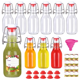 SZUAH Swing Top Glass Bottles 4 oz 10 Pack, Glass Bottles with Airtight Lid, Reusable for Home Brewing, Vanilla Extract, Juice, Gifts (120ml, Set of 10)