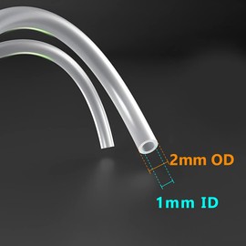 Feelers 1mm ID x 2mm OD High-Strength Silicone Tubing Thick Food Grade High Temp Pure Silicon Tube High Temp Home Brewing Winemaking Silicone Hose Tubing, 20ft Length