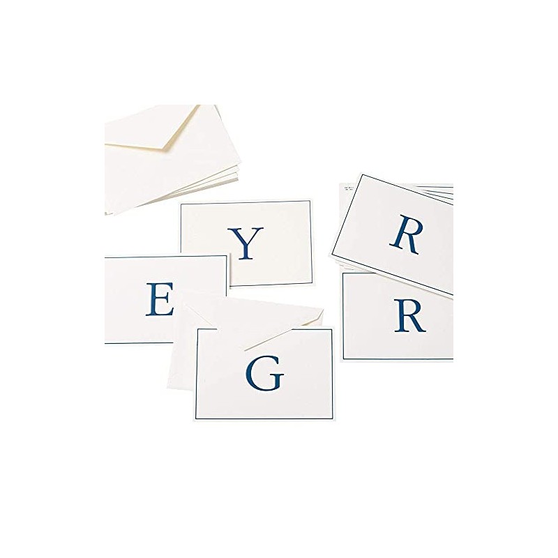 Caspari Navy Embossed Initials Boxed Note Cards in Letter C,