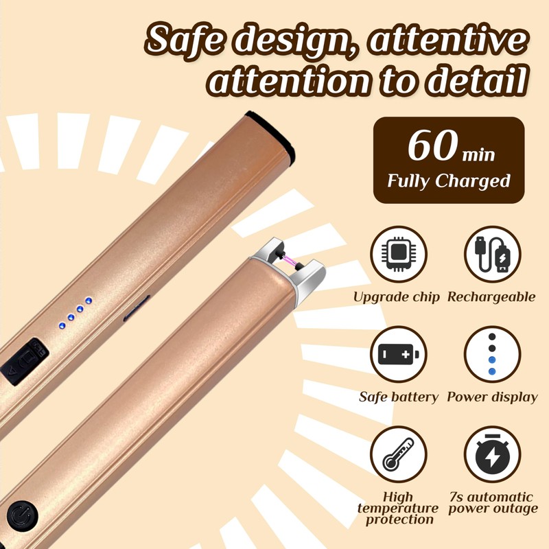 2 PCS Candle Lighter,Windproof Flameless Electric Lighter with LED Power