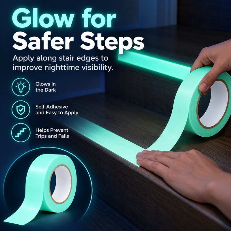 Glow-in-the-Dark Tape for Stairs & Walls – 1cm × 3m