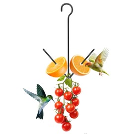 OOWDN Oriole Feeder for Outdoors, Hanging Orange Bird Feeder with Hook, Black Metal Fruit Holder for Garden Patio Outside