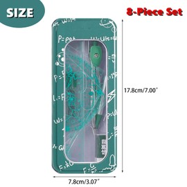 SAHENITEANA 8 Pcs Math Compass Rulers and Protractors Set, Geometry Tools Kit Student School Supplies Shop Stationery Primary School Students Ruler Stationery Multifunctional Cute Ruler Board (Pink)