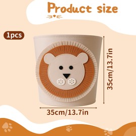 Toy Basket, Toy Storage Basket, 35cm*35 of Generic Foldable Animal Print Brown Nursery Storage Basket, Applicable to for Kids Toys Room, Easy Carry Handles(lions)