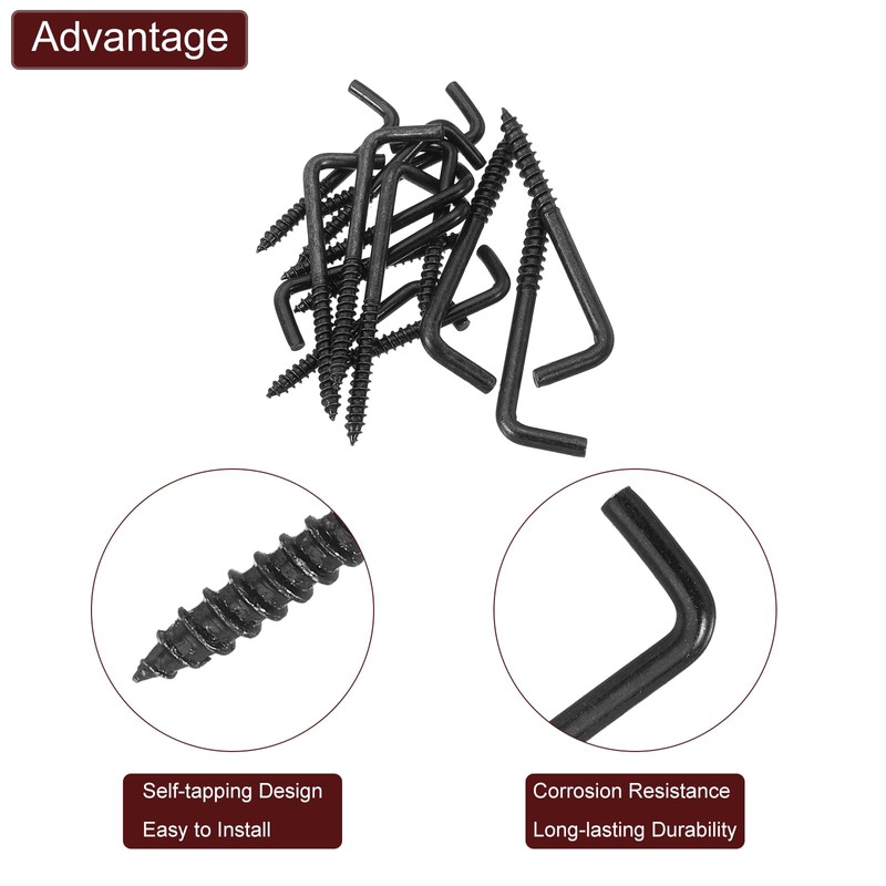 QUARKZMAN Angle Hooks, 1 Set L-Shaped Screw Hooks, 7 Shape