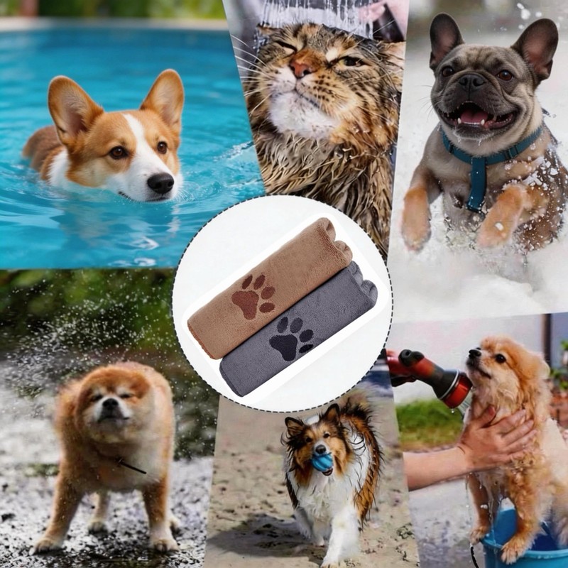 Pnoyws 2 Pack Dog Towels, 50 x 100cm Super Absorbent