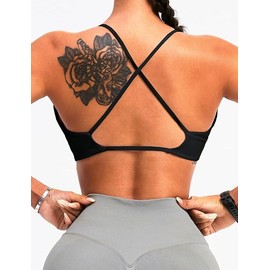 Navneet Brasier Deportivo Mujer Brasier Espalda Descubierta Sujetador Deportivo Tank Top Mujer Deportivo con Copas Acolchadas extraíbles Top Deportivo Negro, CH