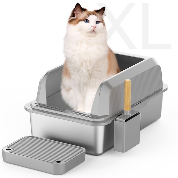 Stainless Steel Litter Box - Metal Litter Box with Lid,