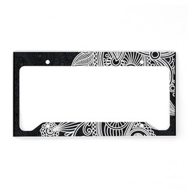 CafePress Black and White Decorative License Plate Holder Aluminum License Plate Frame, License Tag Holder