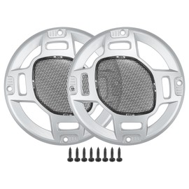 ACROPIX 5" Car Speaker Grills Cover Mesh Round 5 Inch Audio Speaker Subwoofer Guard Protector Case with Mounting Screws Iron Silver Tone Black - Pack of 2