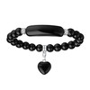 DUINIU 1 Obsidian Bracelet, Black Heart Bracelet, Crystal Bead Bracelet,