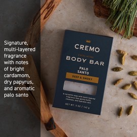 Cremo Exfoliating Body Bar for Men, Palo Santo Scent, Multi-Layered Fragrance That Buffs, Cleanses and Hydrates Skin, 5oz