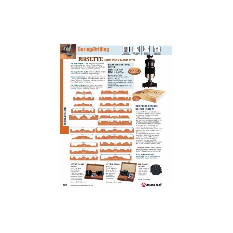 Amana Tool - (59500) Ct Rosette Knife, Unground, 1-