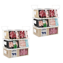 Y.Z.Bros Freezer Storage Organize Baskets - 6 Pack Stackable Deep Freezer Organizer Bins for Most 7 Cu.FT Chest Freezer with Handles, Sturdy but Light, Metal Coated, Add Space, Easy to Reach