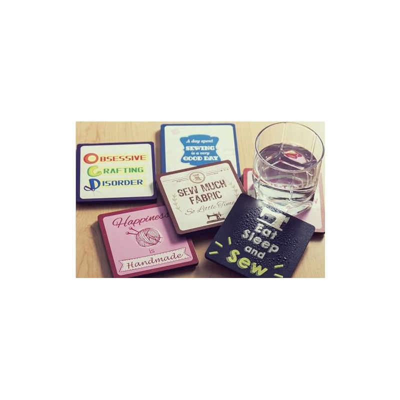 6 Pack Of Sewing Themed Coasters