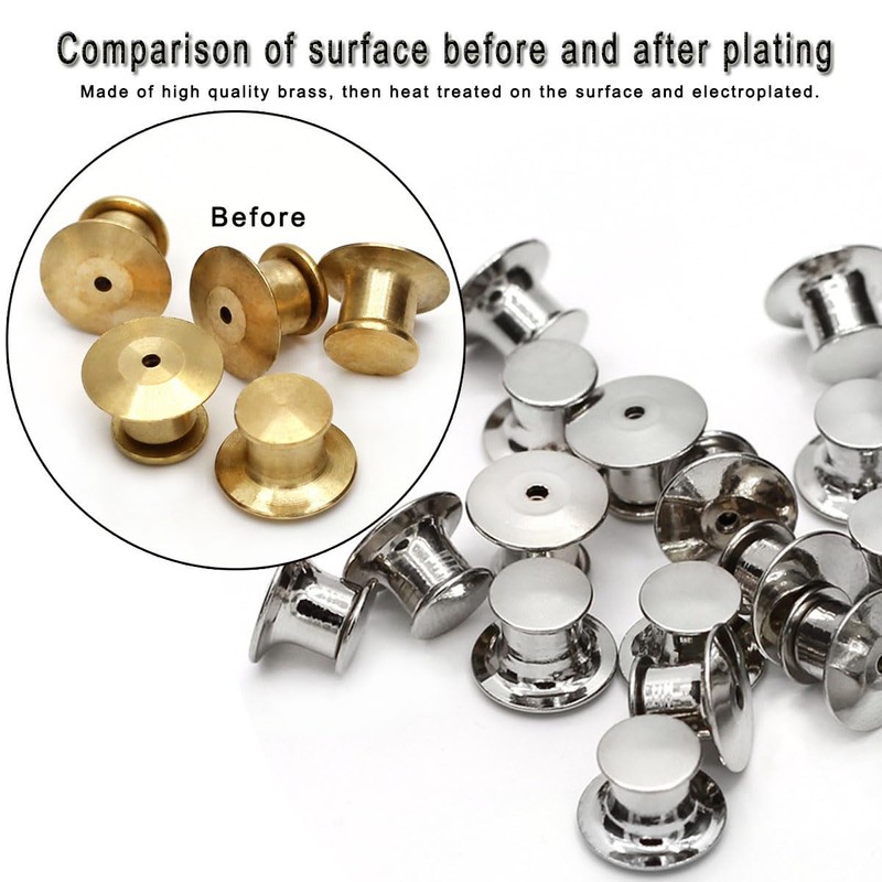 Betoplin 30 Pieces Pin Backs Locking, Metal Pin Backings Pin