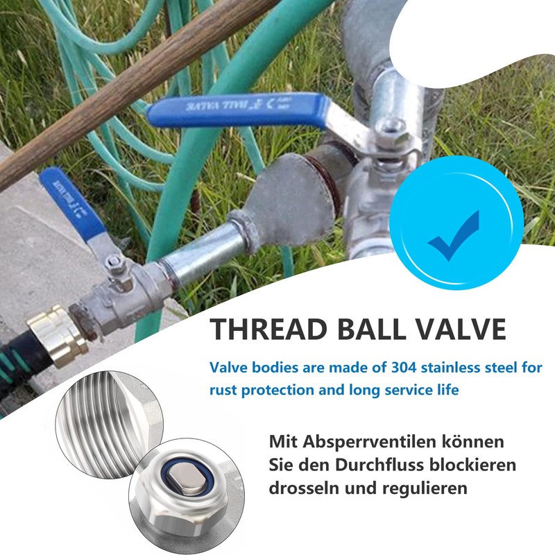 304 Stainless Steel Ball Valve, DN20 3/4 Inch Two-Piece Ball