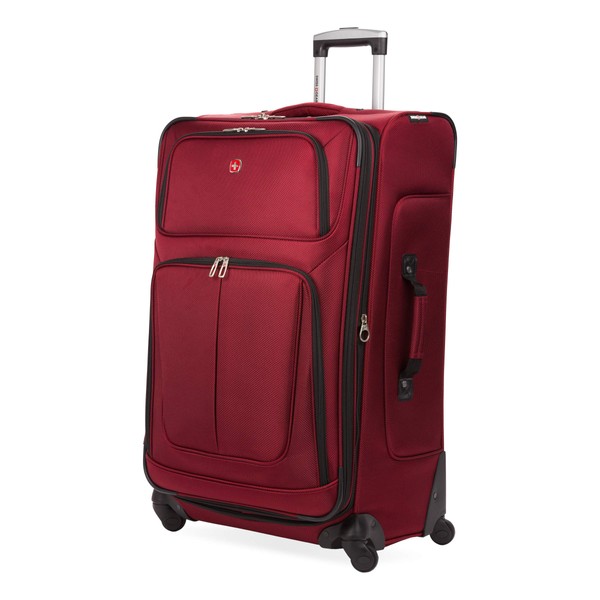SwissGear Sion Softside Expandable Luggage, Burgundy, Checked-Large 29-Inch