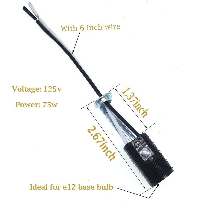 TWDRTDD E12 Light Socket-E12 Lamp Holder with 6 Inch Wire