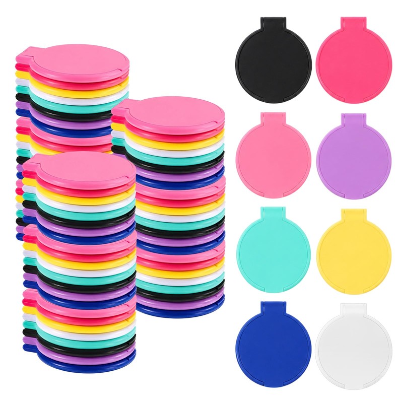 80pcs Mini Round Folding Mirror Portable Pocket Mirrors Compact Mirrors