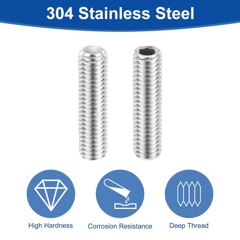 uxcell Socket Set Screws,50Pcs M5x20mm Metric - 304 Stainless Steel