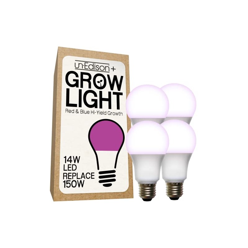 Un-Edison+ 14W Grow Light A19 150W Replacement LED Red &