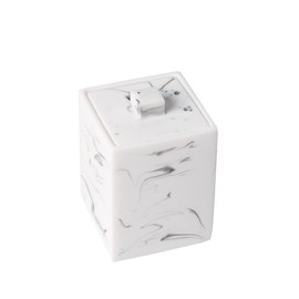 Zerodeko Cotton Swabs Storage Box with Lid Marble Design Compartment Organizer Makeup Cotton Box Swab Holder Home Decor