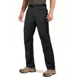FREE SOLDIER Men's Hiking Pants Water Resistant Quick Dry Lightweight Tactical Cargo Work Pants for Travel Outdoor（Black32W x 30L）