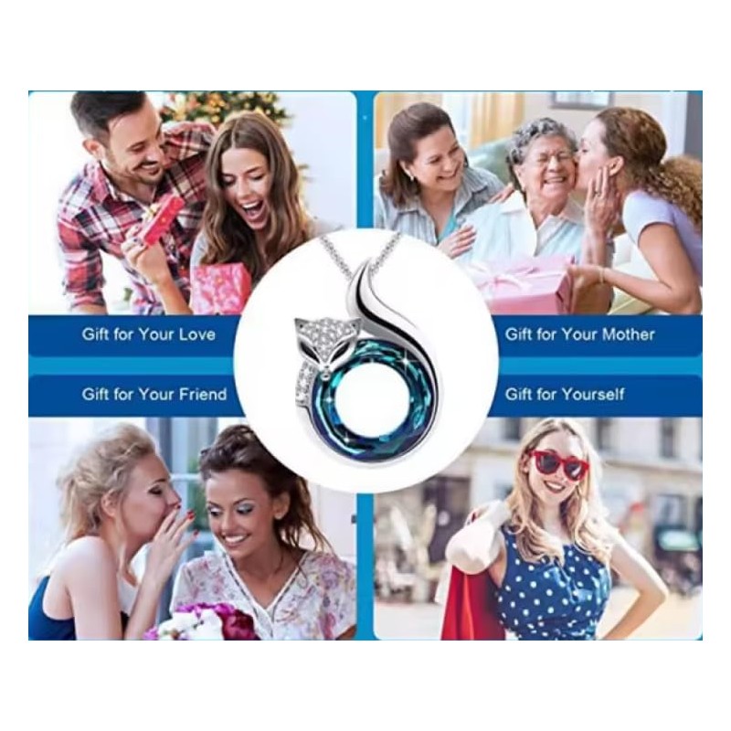 Gionatan Shop Fox and Rainbow Crystal Pendant Necklace with Shiny