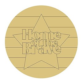 Home of The Brave Design by Lines Cutout Unfinished Wood Shape 4th of July Memorial Day USA Door Hanger Everyday Decor MDF Shaped Canvas Style 1 Art 1 (24")