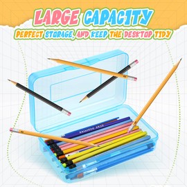 Patelai 24 Pack Pencil Box for Kids 8.3x4.7x2.4 Plastic Clear Pencil Case Bulk Crayon Boxes with Snap Tight Lids for Classroom School Students (Colorful)