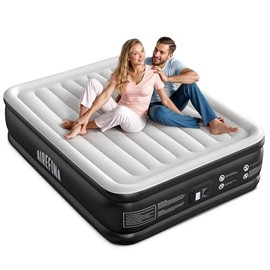 Airefina Air Mattress Queen with Built in Pump, Blow Up Mattress Upgraded Air Coil Inflatable Mattress for Guest Home, Air Bed Queen Size