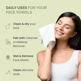 PLANTIFIQUE Disposable Face Towels XL 10"x12" - 100% Biodegradable Viscose Face Wipes Cleansing, Makeup Remover for Women Skin Care, 15 Count