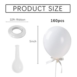 White Balloons Birthday Decorations 160 Pack 5 inch Round Ballons for White Themed Wedding Graduation Birthday Party Backdrop 4th of July Decorations Independence Day