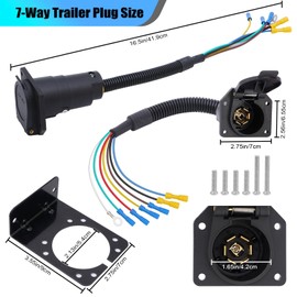 Olaismln 7 Way Trailer Plug, 7 Pin Trailer Connector Socket with Dust-Proof Spring Cover - 7-Way RV Trailer Wiring Harness for Truck, Trailer, RV - Waterproof & Corrosion Resistant (6-24V)