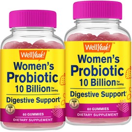 WellYeah Probiotics for Women Gummies (2 Pack) - 10 Billion CFU - for Digestive Support, Gut Health, and Feminine Health Support -Berry Flavor - Vegan, Delayed Release Womens Probiotic - 60 Gummies