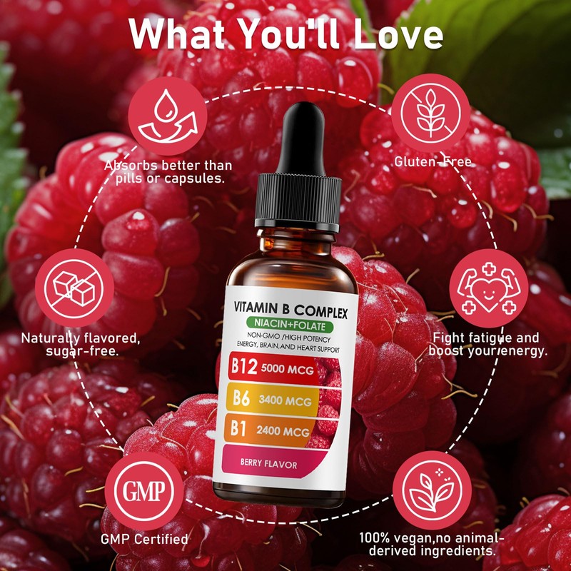 Nichalous Vitamin B12 Complex with B1, B6, Vitamin B12 Raspberry