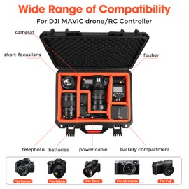 Camera Hard Cases DSLR SLR Lenses Waterproof Travel Weatherproof Protection Dividers For DJI Mavic/Air/Mini Drones for Sony FE 400-800mm f/6.3-8 G OSS For Gopro (Only Case) 16.2x12.8x7inch