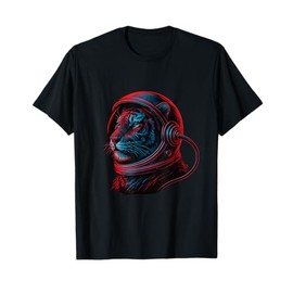 Tiger in Astronaut Helmet Digital Art T-Shirt