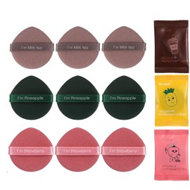 Mirhua クッションファンデ パフ スポンジ メイクスポンジ 乾湿両用 柔らかい 吸収力 多機能 3色 3層構造 12個入り （ピンク、ブルー、肌の色） (（ピンク、ブルー、肌の色）)