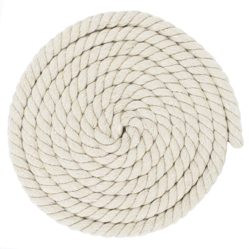 Super Soft 3 Strand Twisted Cotton Rope (Natural, 1/2 Inch