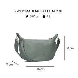 Zwei Mademoiselle.M M70 Women's Moon Bag 4 Litre Trendy Bag in Crescent Shape Versatile as Bum Bag Crossbody Bag Evening Bag Shoulder Bag, Eucalyptus