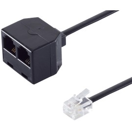 1aTTack.de 1x 0.1 m RJ11 Male to 2x RJ11 Coupling Adapter 0.1 m Gold-Plated Contacts ABS Housing Unshielded
