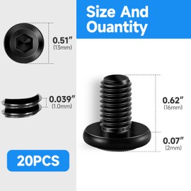 20Pcs M6 Bolt M6 x 12mm Flat Head Socket Cap Screw Bolts, Allen Socket Drive Black Machine M6 Screws Assortment Kit, Stainless Steel M6x1.0 Bolt by Marysino