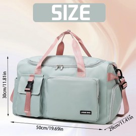 YOUYIKE Sports Bag for Men and Women, Large Sports Bag with Backpack Function, 42 L Waterproof Travel Bag with Shoe Compartment, Wet Compartment, Waterproof Travel Bag, Gym Bag, Training Bag, Green,