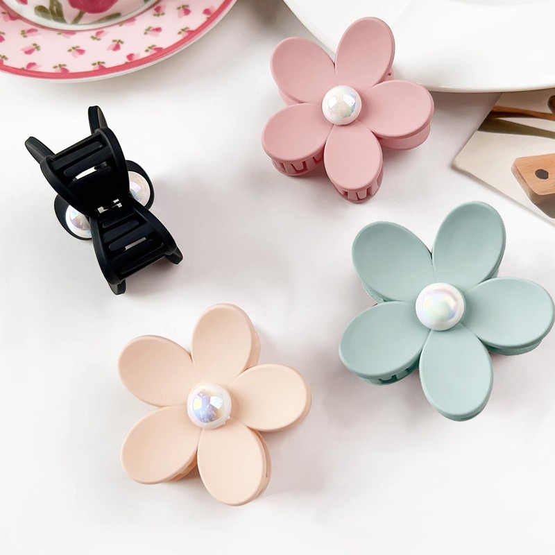 JCUGSBS Pack of 6 Large Claws Hair Clips, Matte Flower