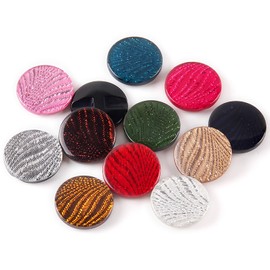 10 botones redondos de resina a rayas para accesorios de costura de chamarra (negro, 15 mm)